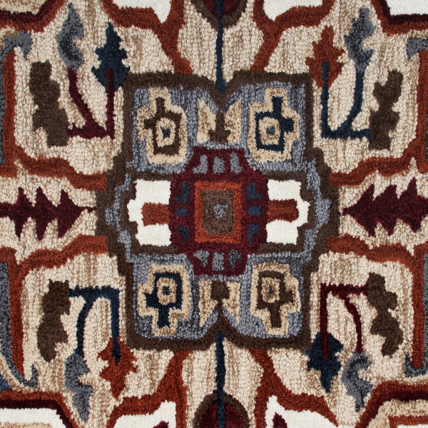 5' Maroon and Gray Medallion Area Rug