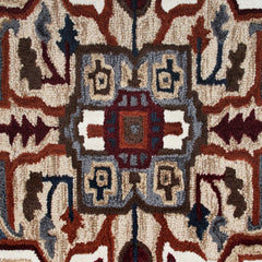 7' Maroon and Gray Medallion Area Rug