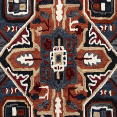 7' Maroon and Blue Medallion Area Rug