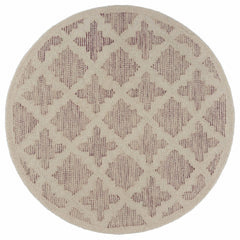 4' Round Blush Pink Floral Lattice Area Rug