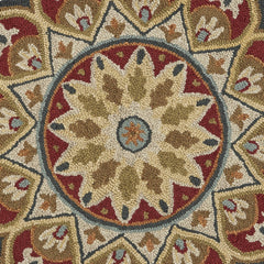 4' Round Red Decorative Petaled Edge Area Rug