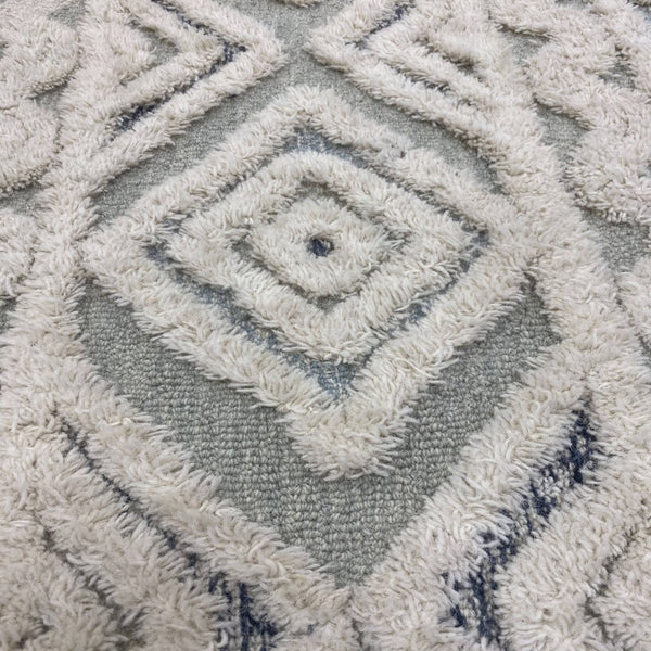 6' Round Cream Modern Geometric Area Rug