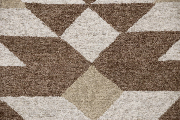 6' Round Brown Bohemian Geometric Area Rug
