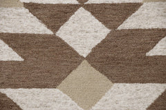 6' Round Brown Bohemian Geometric Area Rug