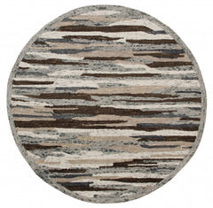 6' Round Brown and Gray Camouflage Area Rug