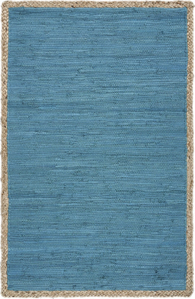 3' x 4' Blue and Tan Braided Border Area Rug