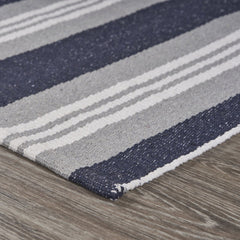 3' x 4' Navy and Ivory Striped Runner Rug