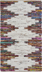 3' x 5' White and Colorful Chindi Area Rug