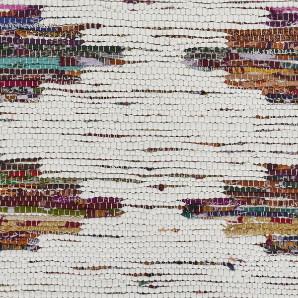 3' x 5' White and Colorful Chindi Area Rug