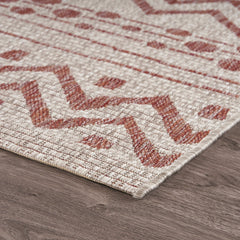 8' x 10' Red Zigzag Indoor Outdoor Area Rug