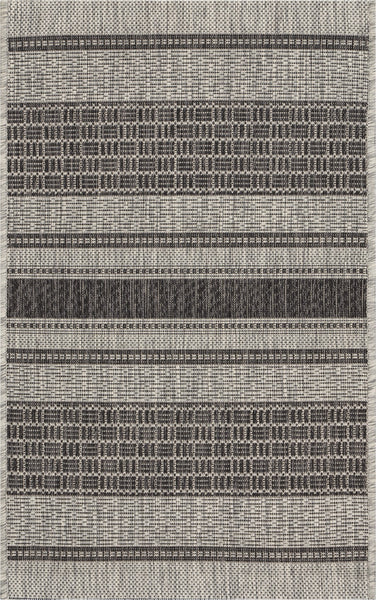 2' x 3' Monochrome Striped Indoor Outdoor Scatter Rug