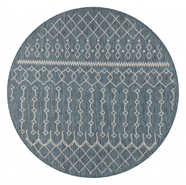 8' Round Blue Array Indoor Outdoor Area Rug