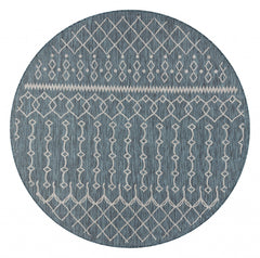 8' Round Blue Array Indoor Outdoor Area Rug