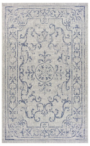 2' x 3' Blue Ornate Indoor Outdoor Scatter Rug