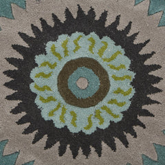 8' Round Green Peacock Feather Area Rug