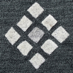 5' Round Charcoal Geometric Border Area Rug