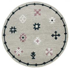 5' Round Gray Decorative Charm Area Rug