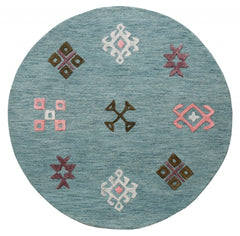 5' Round Blue Minimal Design Area Rug