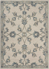 5' x 7' Beige and Blue Filigree Area Rug