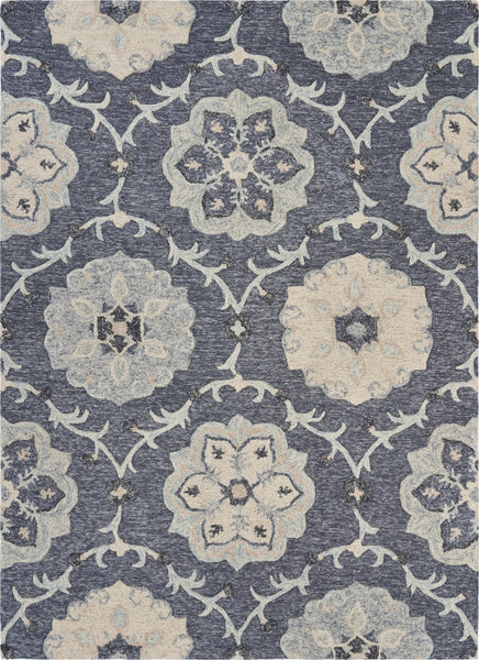 7' x 9' Gray Floral Trellis Area Rug