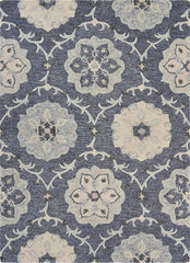 7' x 9' Gray Floral Trellis Area Rug