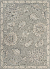 5' x 7' Light Gray Floral Area Rug