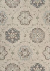 7' x 9' Ivory Intricate Floral Area Rug