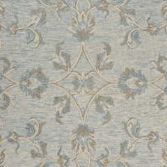 5' Round Blue and Cream Filigree Area Rug