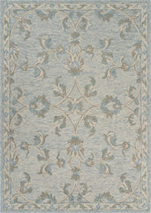 5' x 7' Blue and Cream Filigree Area Rug