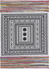 3' x 5' Grayscale Geometric Center Area Rug
