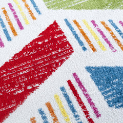 5' Round Colorful Herringbone Pattern Area Rug