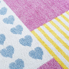 4' x 6' Blue Yellow Pink Blocks Area Rug