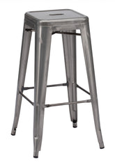 Set of Two Gray Steel Bar Stools