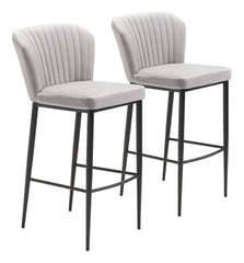 Set of Two Light Gray Sea Shell Bar Chairs