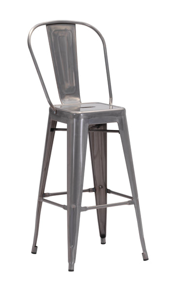 Set of Two Gray Steel Bar Chairs