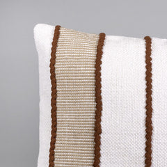 Textured Striped White and Brown Throw Pillow