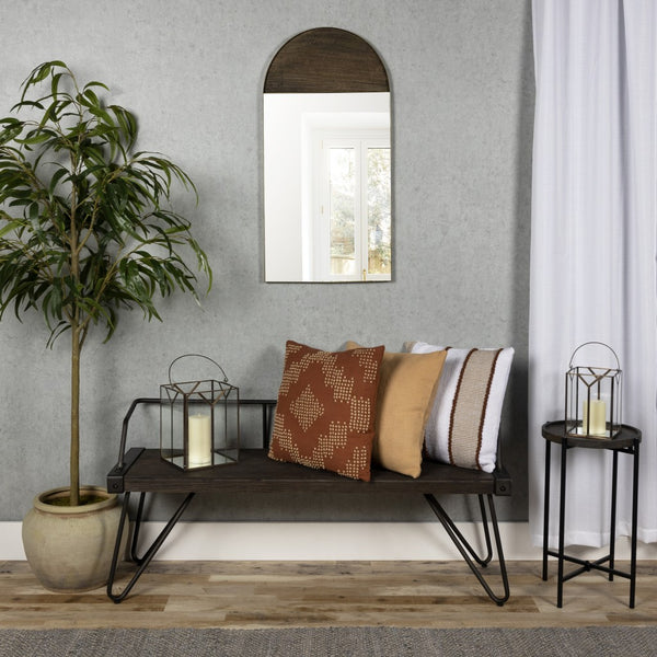 Textured Burnt Orange and Ivory Throw Pillow