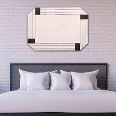 Silver Round Mirror with Black Corners