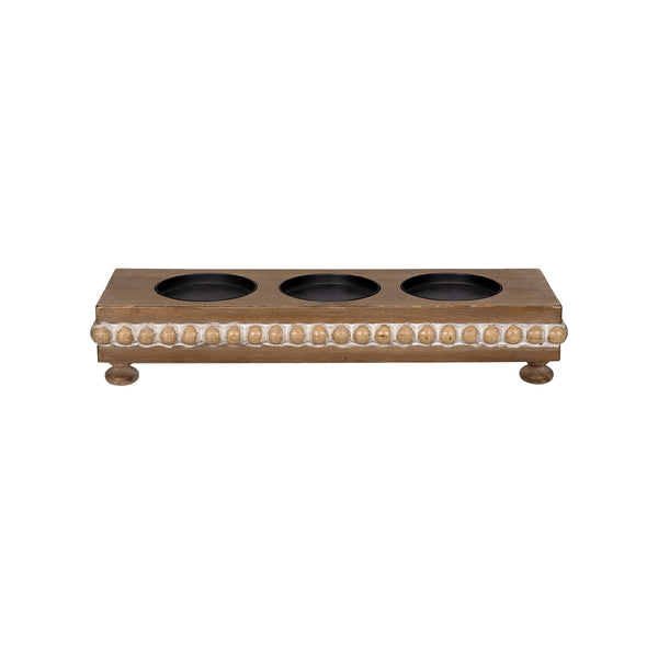 Three Slot Wooden Candle Holder