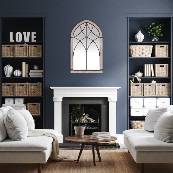 Vintage Wood and Iron Wall Mirror