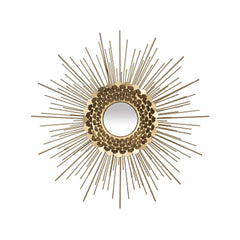 Gold Metal Sunburst Round Wall Mirror