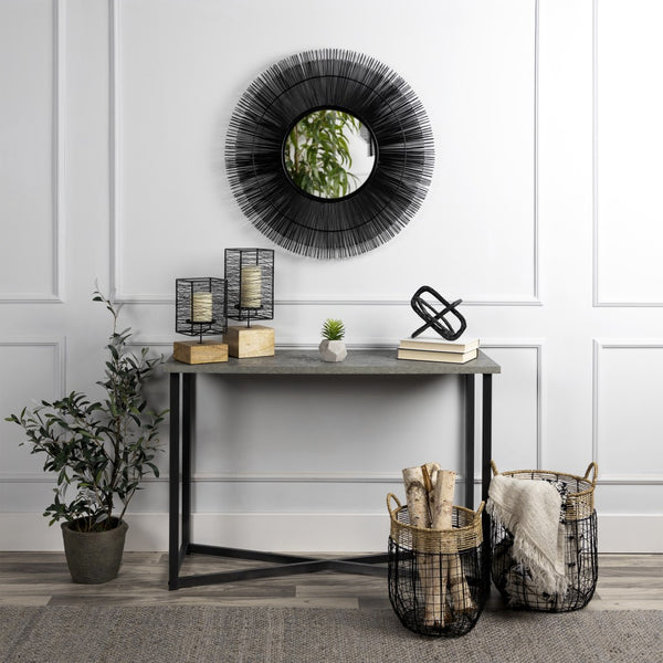 Black Iron Sunburst Wall Mirror