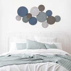 Shades of Blue and Pink Layered Metal Plate Wall Décor