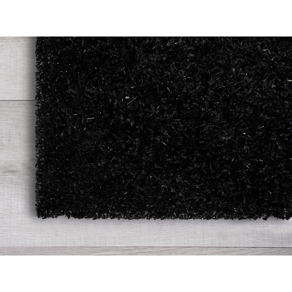2' x 8' Black Textured Modern Runner Rug