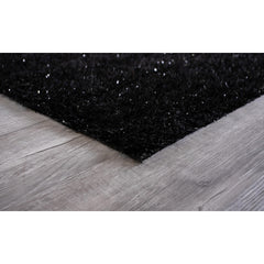 2' x 8' Black and Silver Sparkly Runner Rug