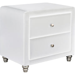 White Upholstered 2 Drawer Nightstand