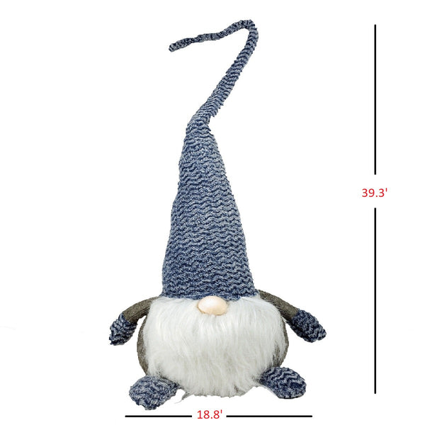 Blue and White Gnome with Long Twisted Hat