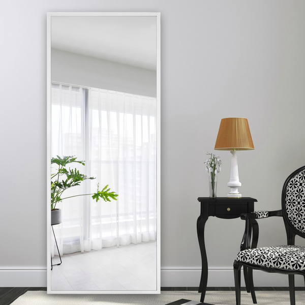 White Framed Wall Mirror with Stand