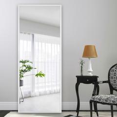White Framed Wall Mirror with Stand