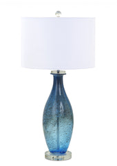 Set of 2 Shades of Blue Bubble Glass Table Lamps